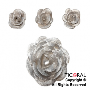 ADORNO BOUQUET ROSAS PLATA AZUCAR X 4